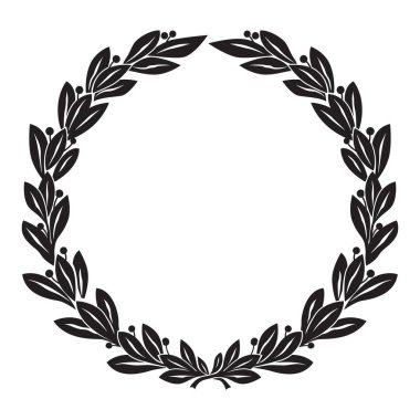 Defne çelengi, retro tarzı, siyah renk. Çizilmiş taklit el.