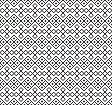 Siyah Dikişsiz Slav etnik desen. Renk örneği bulunur.