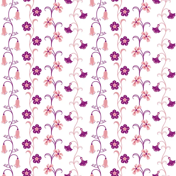 Nahtloses Muster Mit Abstrakten Violetten Und Rosa Blüten Blütenblätter Blätter — Stockvektor