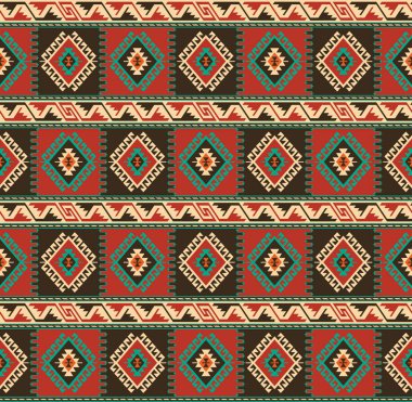 Kesintisiz geometrik etnik desen. Geleneksel Türk kilim stili.  