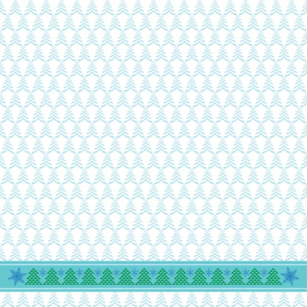 Winter Border Light Blue Seamless Pattern Christmas Trees Snowflakes Swatch — Stock Vector