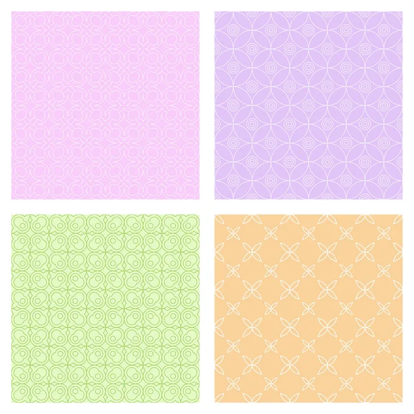 Set Seamless Geometric Patterns Various Color Lines Light Backgrounds — Stock Vector