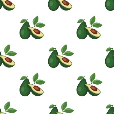 Avokado meyve ve yaprakları ile Seamless modeli. Saydam arka plan. Renk örneği Eps dosyasına eklenir.