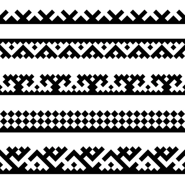 Seamless Borders Ethnic Ornaments Northern Nations Pattern Brushes Included Eps — Stock Vector