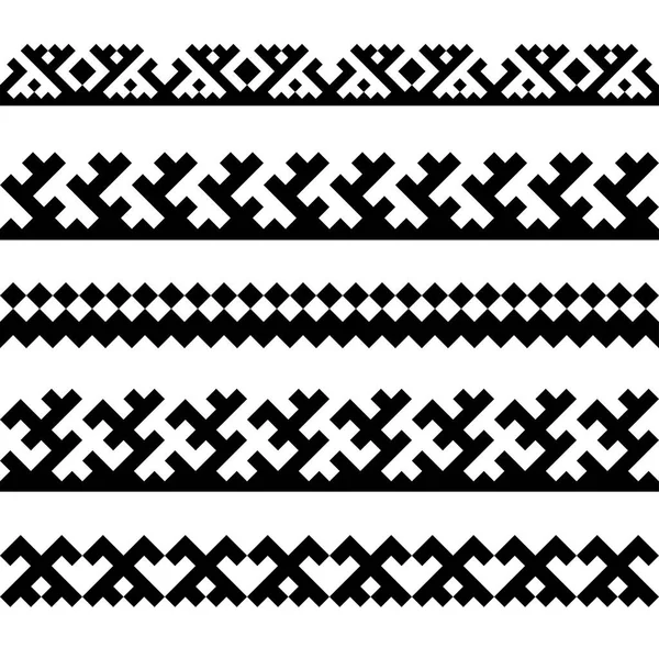 Безшовні Кордони Етнічними Орнаментами Північних Країн Пензлі Візерунків Включені Файла — стоковий вектор