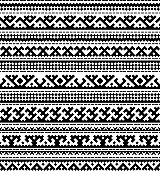 Seamless Black Pattern Geometric Ethnic Ornaments Northern Nations Pattern Brushes — Stock Vector