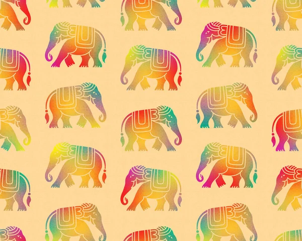 Patrones Superpuestos Sin Costuras Elefantes Estilo Tribal Texturas Florales Símbolo —  Fotos de Stock