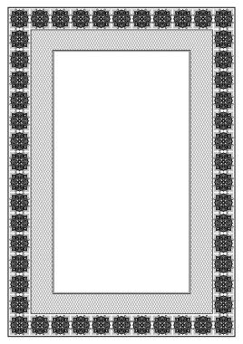 Dikdörtgen süslü çerçeve. Arap tarzıdekoratif süs. Fayans, arabesk. Swatch Eps dosyasına dahildir. A3, A4 baskı kağıt boyutu.