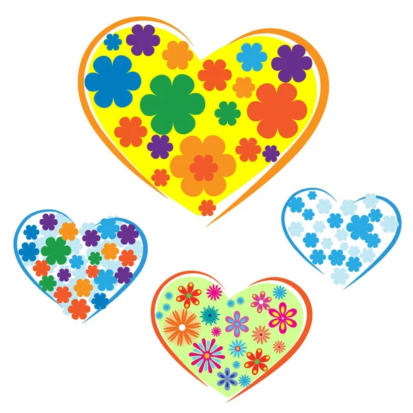 Conjunto Esboços Com Flores Incluídas Formas Coração Logotipo Para Educação — Vetor de Stock
