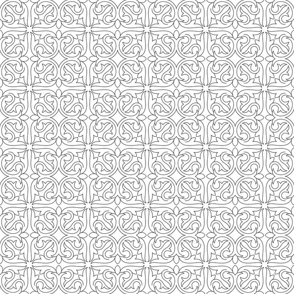 Seamless Black White Abstract Floral Pattern Линии Инсульты Декоративная Решетка — стоковый вектор