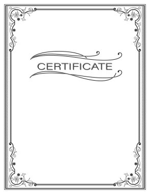 Dikdörtgen siyah süslü çerçeve. Dekoratif çiçek köşeleri. Vinyetlerin ve sertifika yazı. Harf baskı kağıt oranlarını.