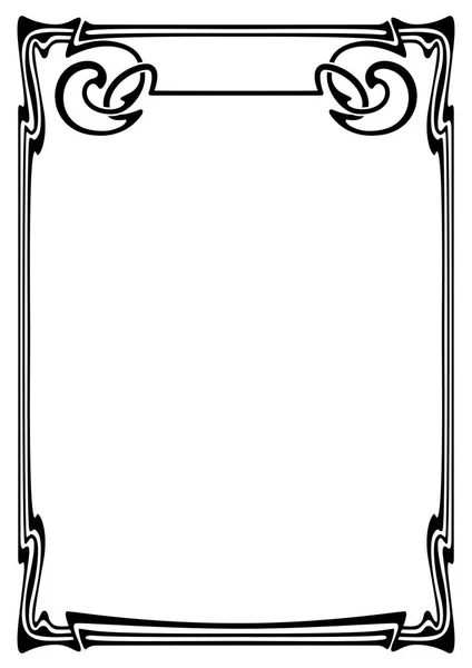 Cadres Rétro Rectangulaires Noirs Style Art Nouveau Proportions Page — Image vectorielle