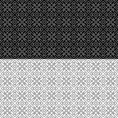 Sorunsuz siyah ve beyaz soyut geometrik desenler. EPS dosyasında bulunan renk örnekleri.