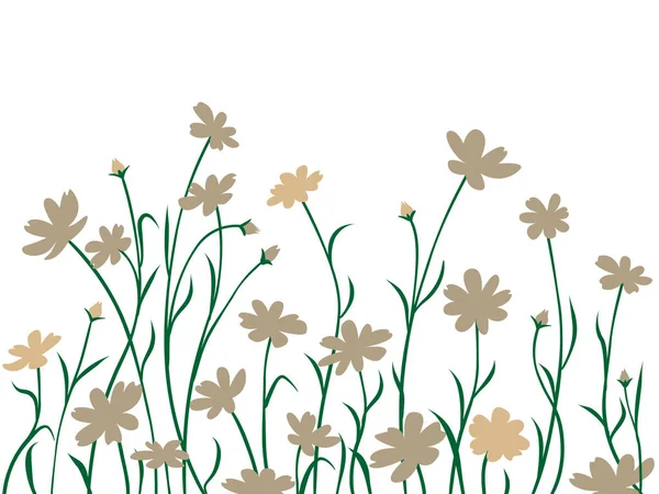 Abstrakte Wiesenwildblumen Bordüre Für Sommer Oder Frühlingskarte Illustration — Stockvektor