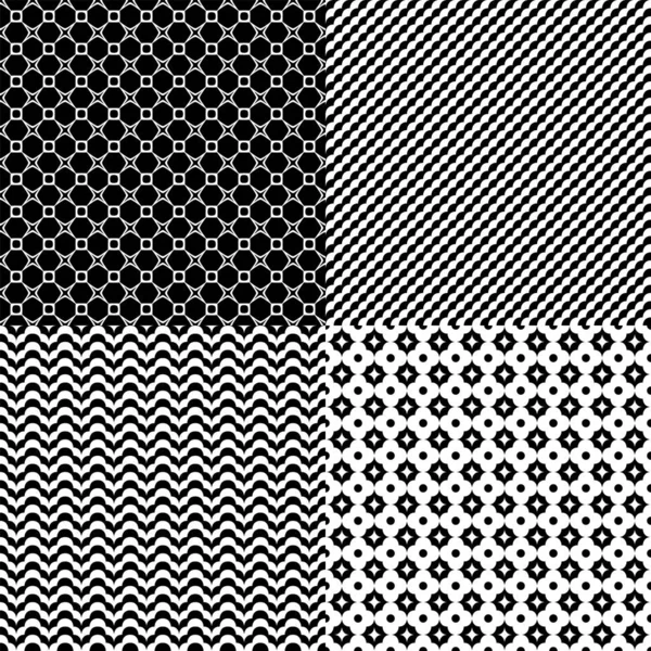 Reihe Nahtloser Abstrakter Geometrischer Muster Schwarz Weiße Farben Samples Der — Stockvektor