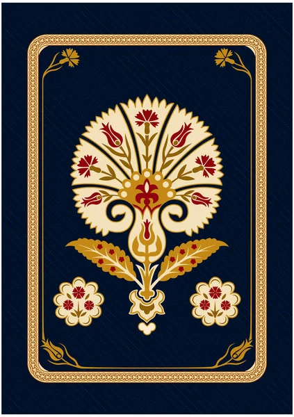 在深蓝色天鹅绒纹理上用苏扎尼部落风格花和装饰框架组成 — 图库矢量图片