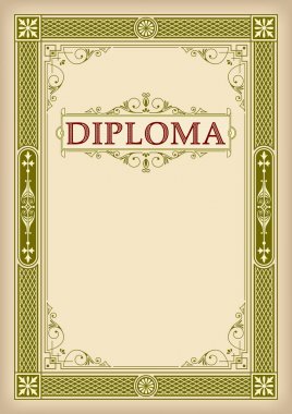 Dikdörtgen süslü çerçeve. Klasik altın retro spektrum. Soluk kağıt efekti. Dekoratif afiş ve yazı Diploması. A4 sayfa oranları.