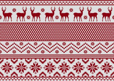 Geyik ve kar taneleri, örgü tarzı ile Dikişsiz desen. Yeni yıl ve Noel doku.