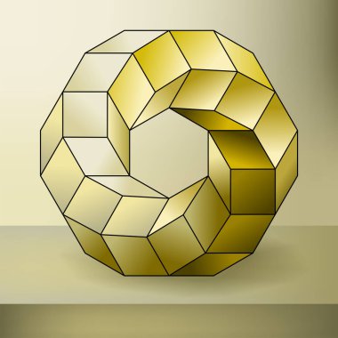 İmkansız 3D Toroidal Çokyüzlü, Geometrik Sanat. Sanat, optik illüzyon.