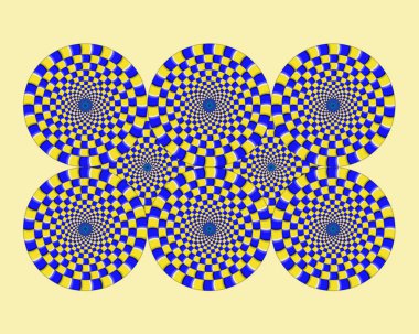 Dönen eşmerkezli daireler, optik illüzyon. Geometrik Sanat. Sanat eseri. Psikedelik desen.
