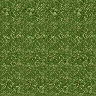 Ayrılmış yeşil arka planda kusursuz altın desen. Birbirine bağlı ince çizgiler, vignetteler. Örnekleme paneline örnek eklenir. 