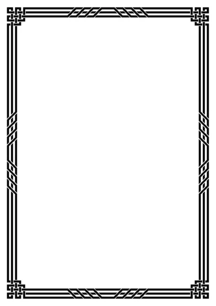 黑色几何矩形框架 凯尔特风格 交错的线条和结 A4页尺寸 — 图库矢量图片
