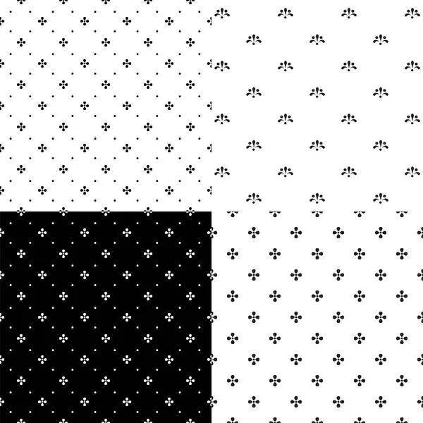 Ensemble Motifs Sans Couture Noir Blanc Avec Des Éléments Floraux — Image vectorielle