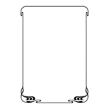 Siyah dikdörtgen iskeleti süslemek. 1920 'lerin Art Nouveau tarzı. A3, A4 sayfa boyutu. 