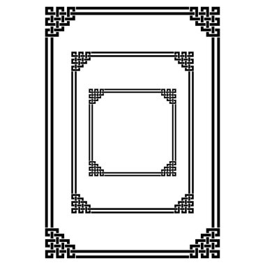 Siyah geometrik çerçeve. Kelt tarzı. Birbirine bağlı halatlar ve düğümler. Kare, A3, A4, harf sayfa boyutu.