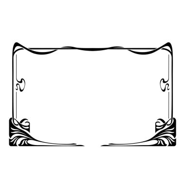 Siyah dikdörtgen iskeleti süslemek. 1920 'lerin Art Nouveau tarzı.. 