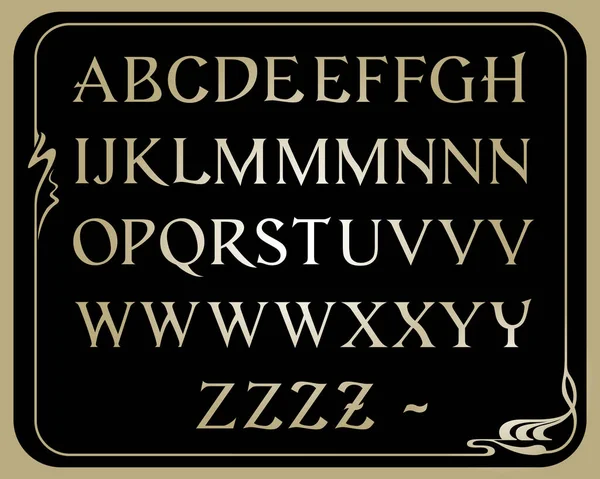 Ornate Golden Letters Abc Art Nouveau Modern Style 1920S Variations — Stock Vector