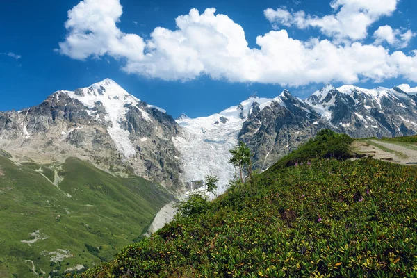Vista Las Montañas Del Cáucaso Mejor Vista Del Glaciar Adisha — Foto de Stock
