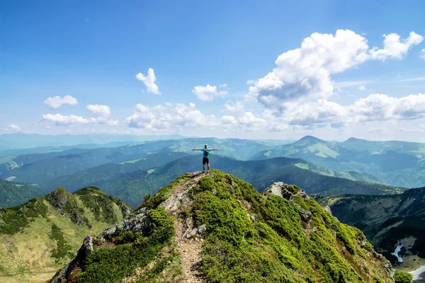 Man on top of mountain. Conceptual design.