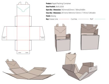 Hızlı paketleme kabı tasarımı şablon yapıştırıcı die cut - vektör