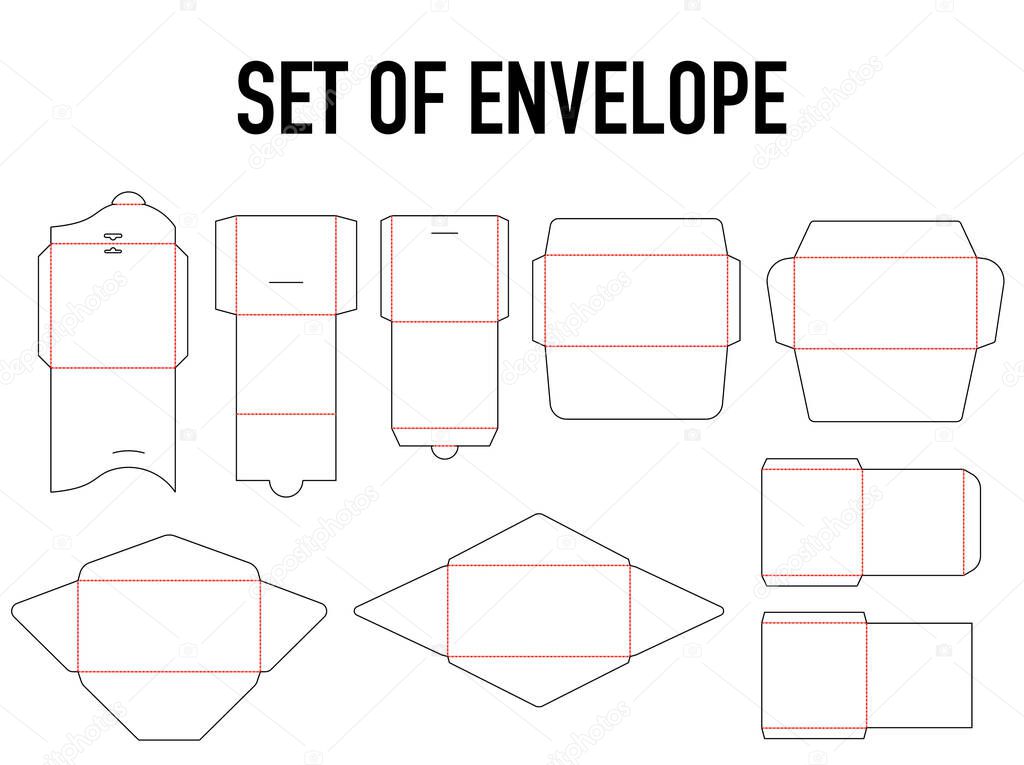 Set of envelope packaging design template die cut - vector