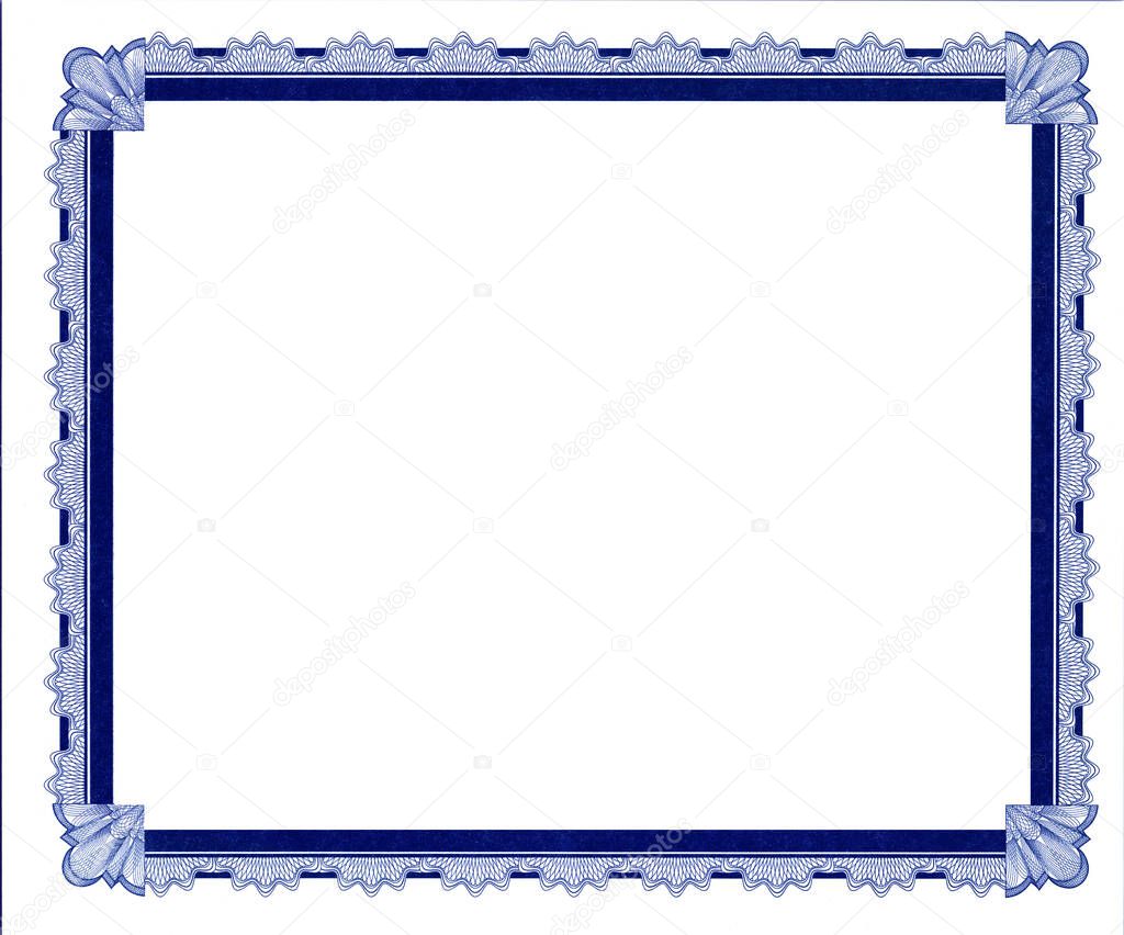Blue Certificate Border frame blank for awards