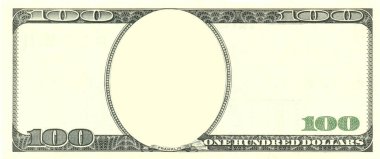 Boş 100 dolarlık banknot kırpma yolu ile izole edilmiş.