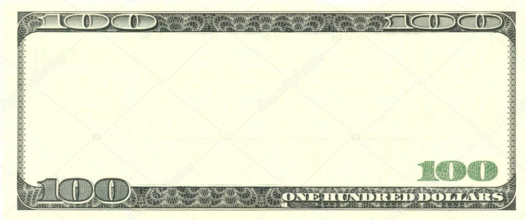Blank 100 dollar bill banknote isolated with clipping path
