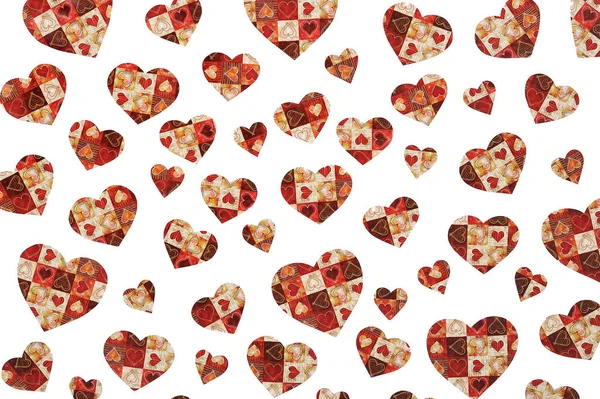 Arka plan kırmızı renklerde küçük Kalpler