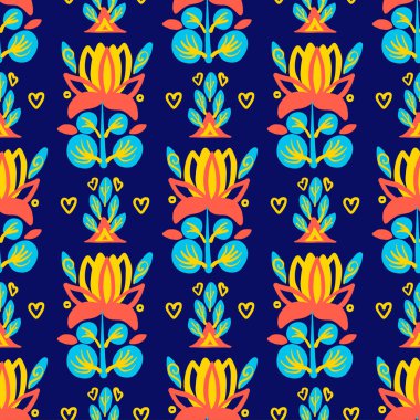 El çizilmiş desen yaz çiçekler ve bitkiler vintage çiçek öğeleri.