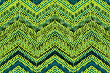 Soyut Ikat ve boho tarzı el sanatları kumaş deseni. Geleneksel etnik Tasarım Giyim ve Tekstil arka plan, halı veya duvar kağıdı için