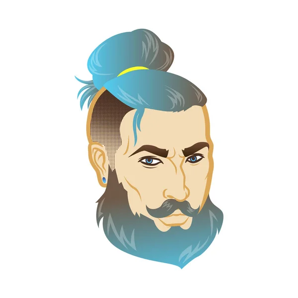 Vector hombres barbudos cara perfil cabeza hipster con cortes de pelo, bigotes y barbas. Para siluetas o avatares, emblemas e iconos, etiquetas — Archivo Imágenes Vectoriales