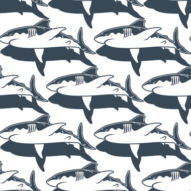 Kızlar, erkekler için giyim için soyut sorunsuz vektör desen. Köpekbalıkları ile yaratıcı arka plan. Tekstil ve kumaş için komik duvar kağıdı. Moda stil. Renkli parlak