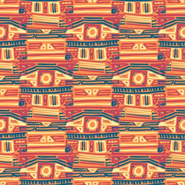 Soyut Ikat ve boho tarzı el sanatları kumaş deseni. Geleneksel etnik Tasarım Giyim ve Tekstil arka plan, halı veya duvar kağıdı için