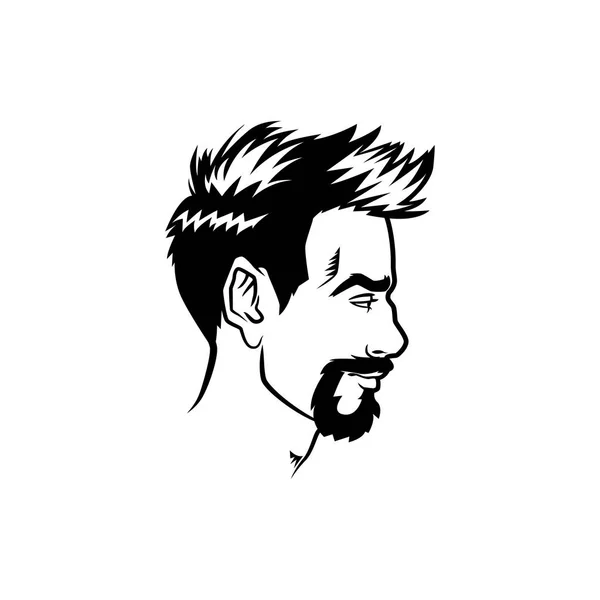 Vecteur barbu hommes visage profil hipster tête avec des coupes de cheveux, moustaches et barbes. Pour Silhouettes ou avatars, emblèmes et icônes, étiquettes — Image vectorielle