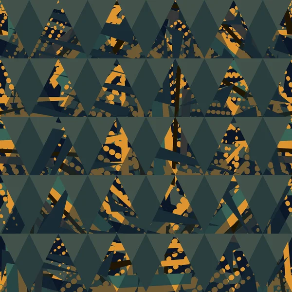 Abstracte naadloze vector patroon voor jongens, meisjes, kleren. Creatieve achtergrond met driehoek, geometrische figuren grappig behang voor textiel- en stof. Mode-stijl. Kleurrijk, helder — Stockvector