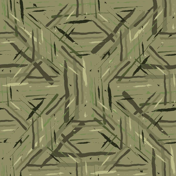 Resumen camuflaje sin costuras patrón textura militar repite ejército ropa de caza verde. Fondo de pantalla para textil y tela. Estilo de moda — Vector de stock