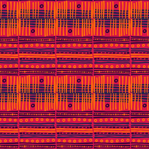 Abstracto patrón de tela artesanal estilo Ikat y boho. Diseño étnico tradicional para ropa y fondo textil, alfombra o papel pintado — Vector de stock