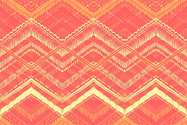 Abstrato padrão de tecido artesanal estilo Ikat e boho. Design étnico tradicional para roupas e fundo têxtil, tapete ou papel de parede — Vetor de Stock