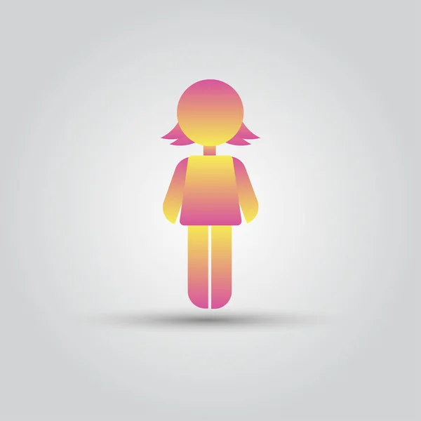 Icon pink stick figure female women or girl — Stock Vector